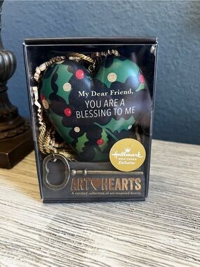 🆕 DEMDACO Art Hearts Green Holly 'You Are a Blessing to Me' Heart Ornament